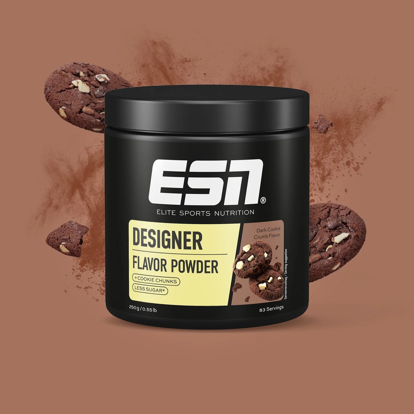 ESN Designer Flavor Powder - Donkere koekjeskruimel verpakking