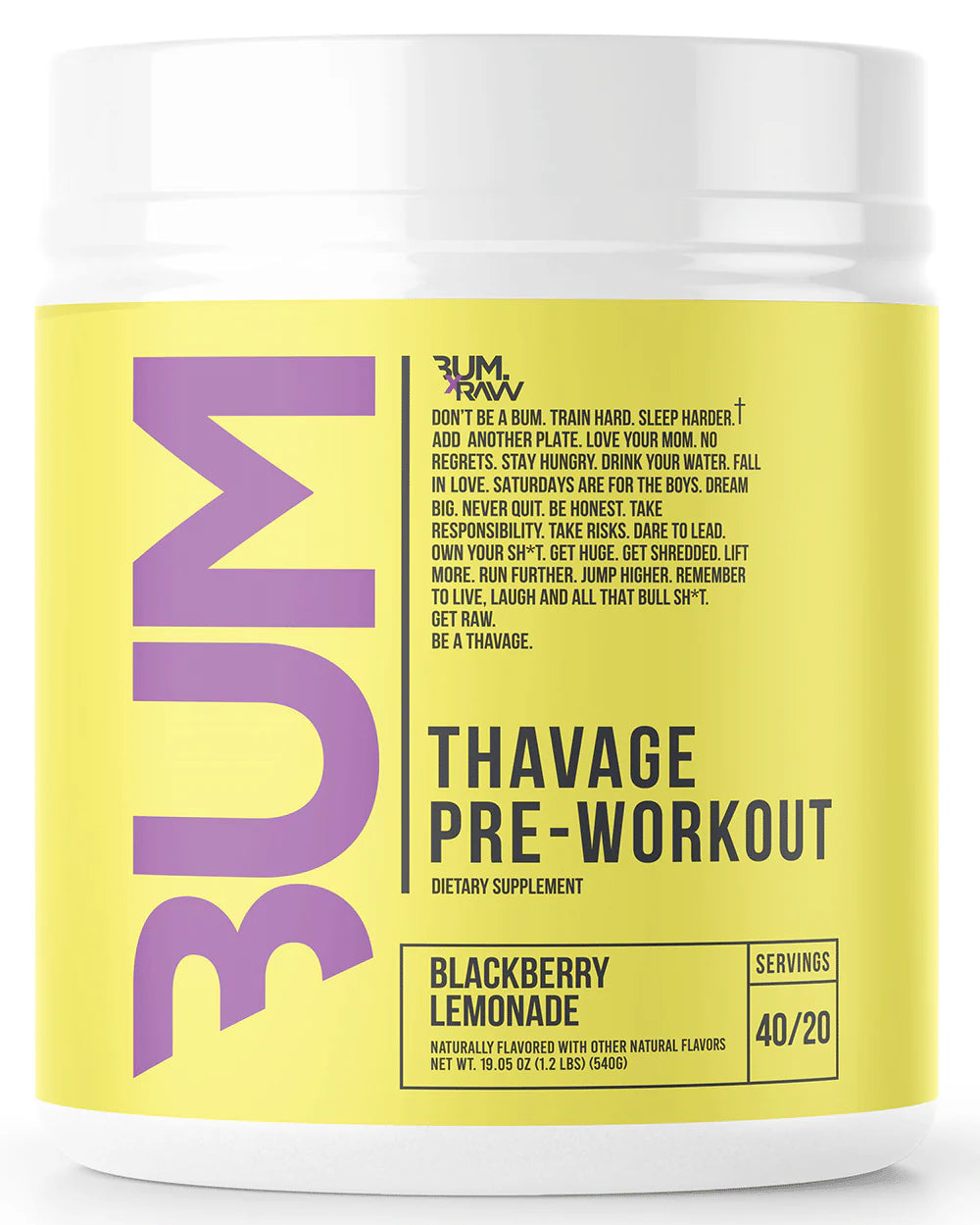 Raw CBUM  Thavage Pre Workout - Blackberry Lemonade
