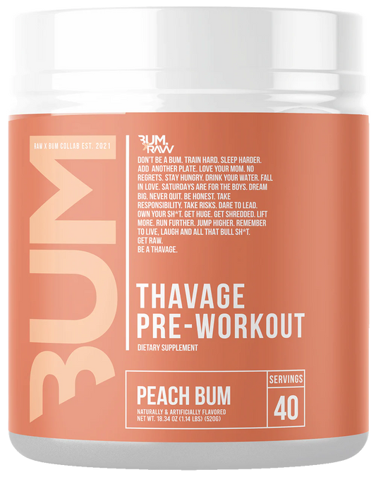 Raw CBUM  Thavage Pre Workout - Peach Bum
