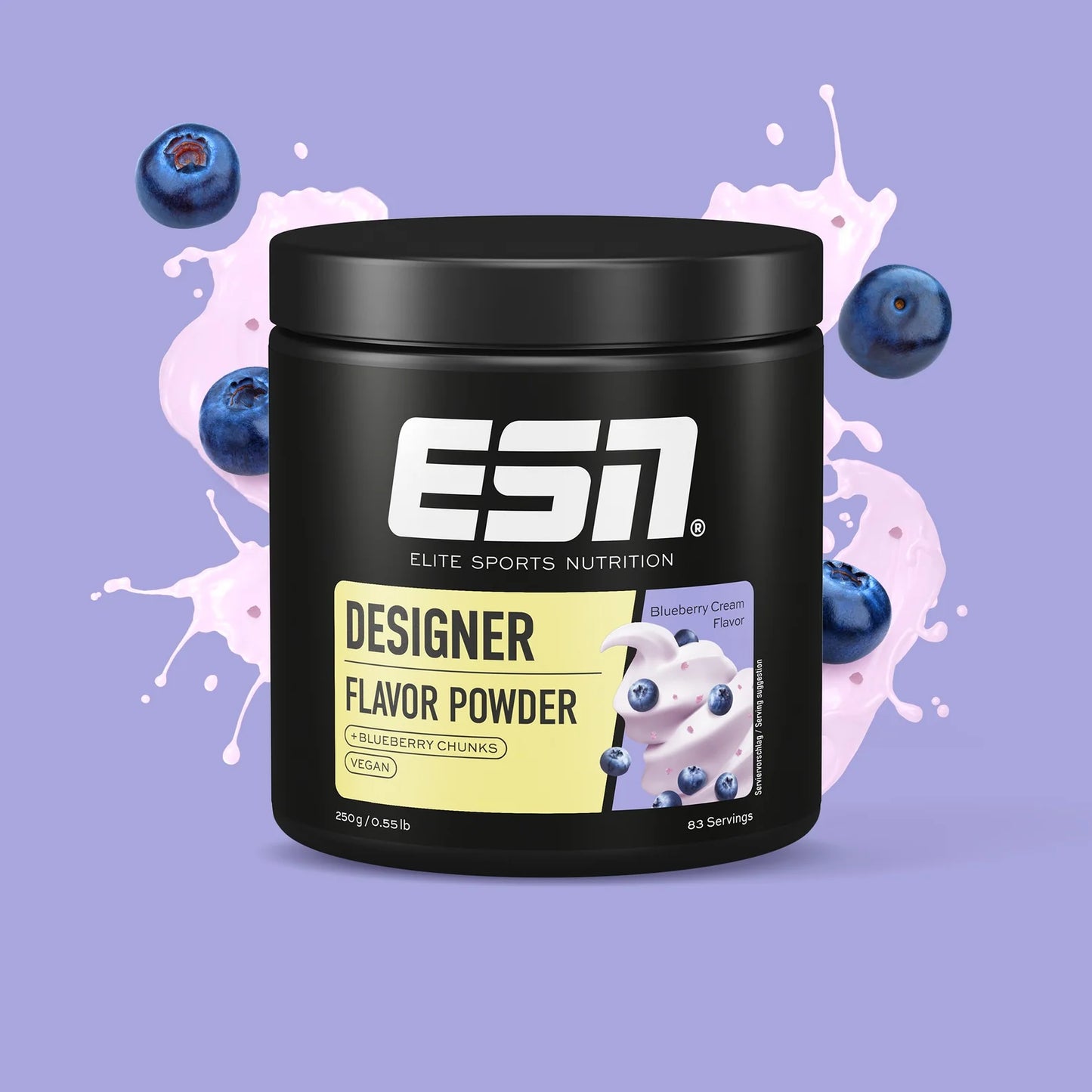 ESN Designer Flavor Powder Blueberry Cream met bosbessenstukjes