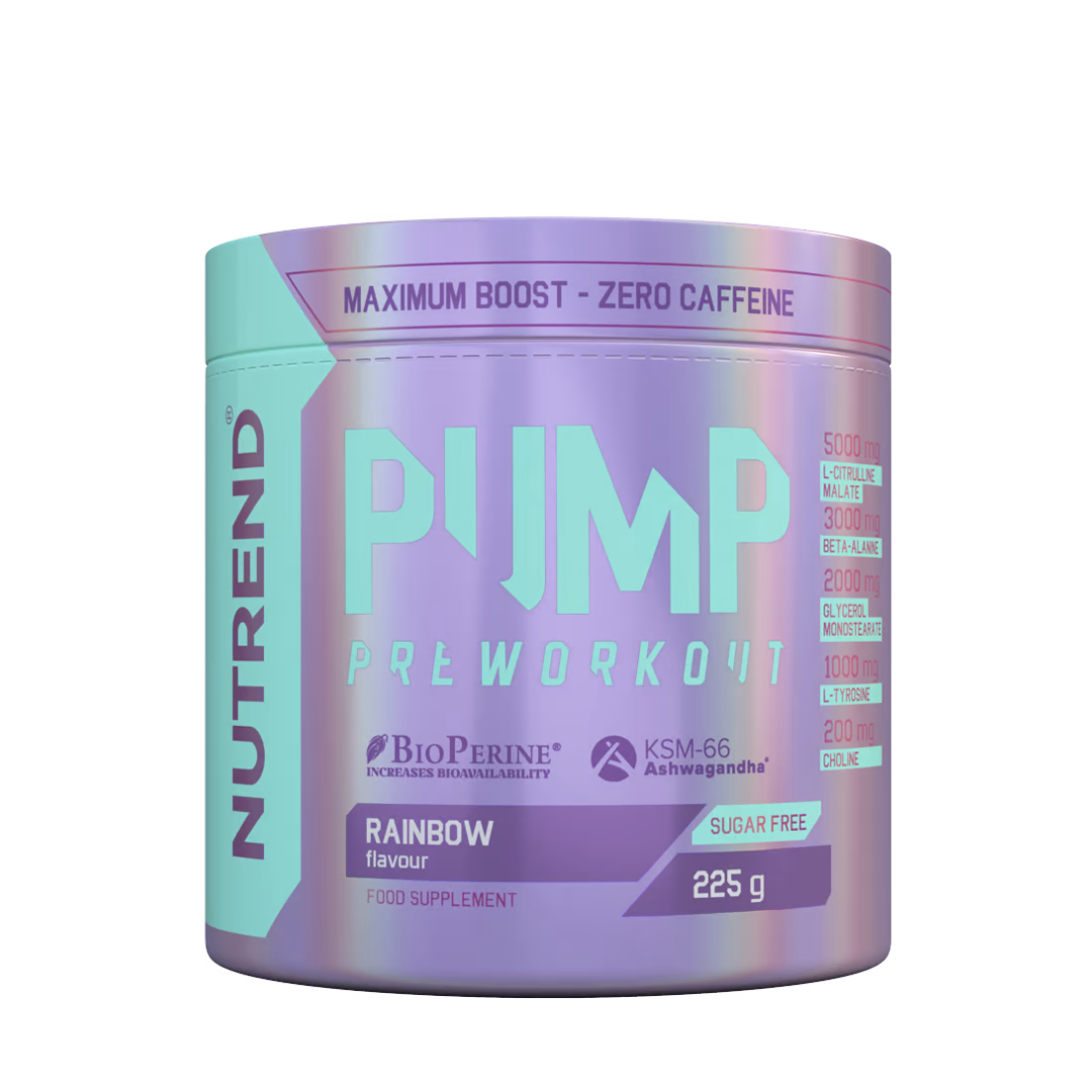 Nutrend Pump pre-workout in Rainbow Flavor verpakking
