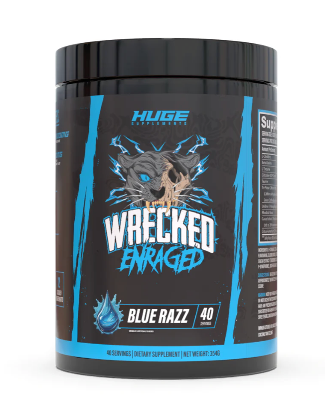 Huge Supplements - Pre Workout - Wrecked Enraged - Blue Razz