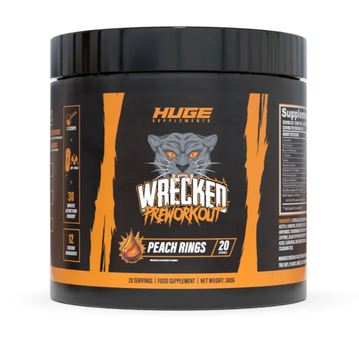 Huge Supplements - Pre Workout - Wrecked - Peach Rings